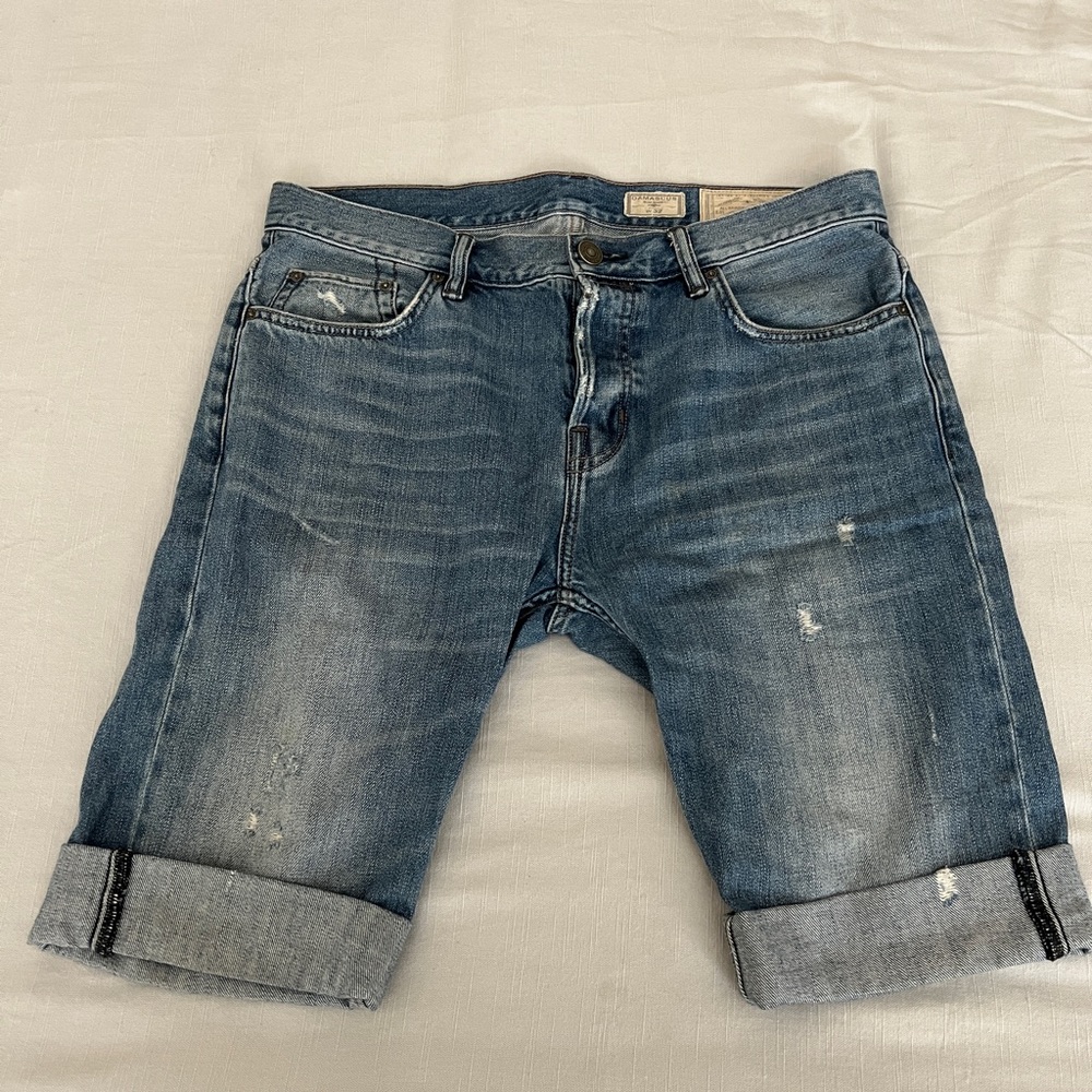 All Saints Damascus Slim Distressed Denim Shorts